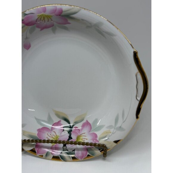 VTG Noritake Azalea Large Round Serving Bowl 9.5 Gold Handles Hand-Painted Japan - Picture 3 of 8